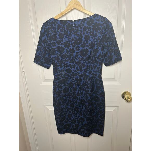 Boden Blue and Black Floral Patterned Structured Sheath Dress - Picture 2 of 5